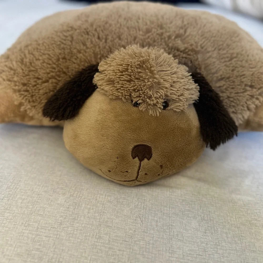 Pillow Pets Original Playful Puppy Brown Tan Dog Plush Folding Stuffed Animal 18